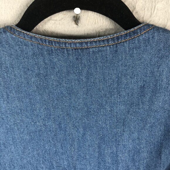 Vintage Way To Go Denim Vest Womens Large Noahs Ark Embroidered Animals 90s Rare - Picture 15 of 15